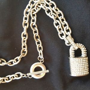 925 silver Tiffany style necklace with large Swarovski crystal lock pendant